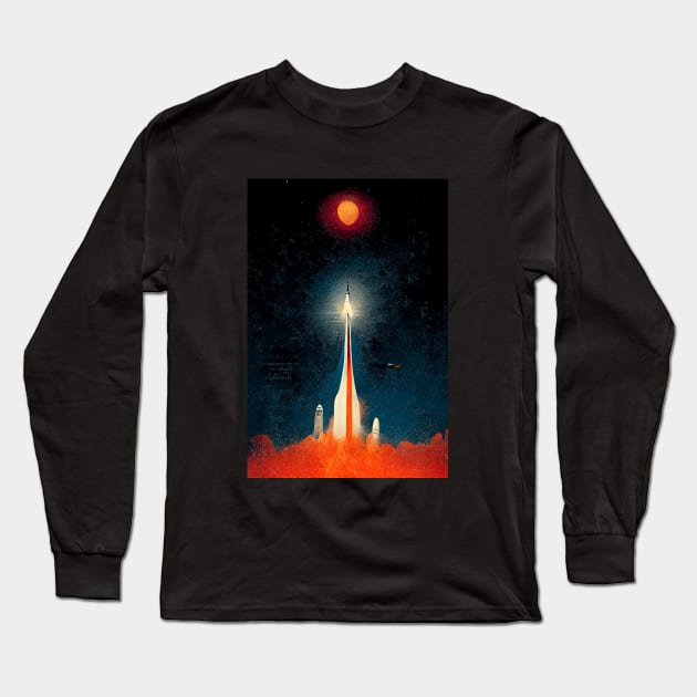 Space Launch Retro Long Sleeve T-Shirt by Retro Travel Design